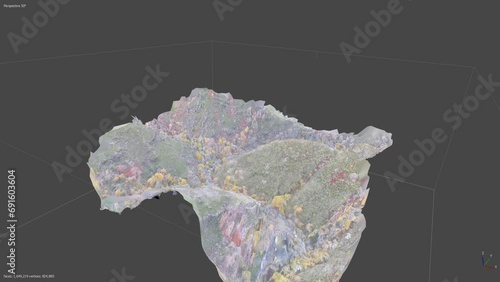 3D model generated from photos taken with a drone over a mountain to be able to take contour lines.