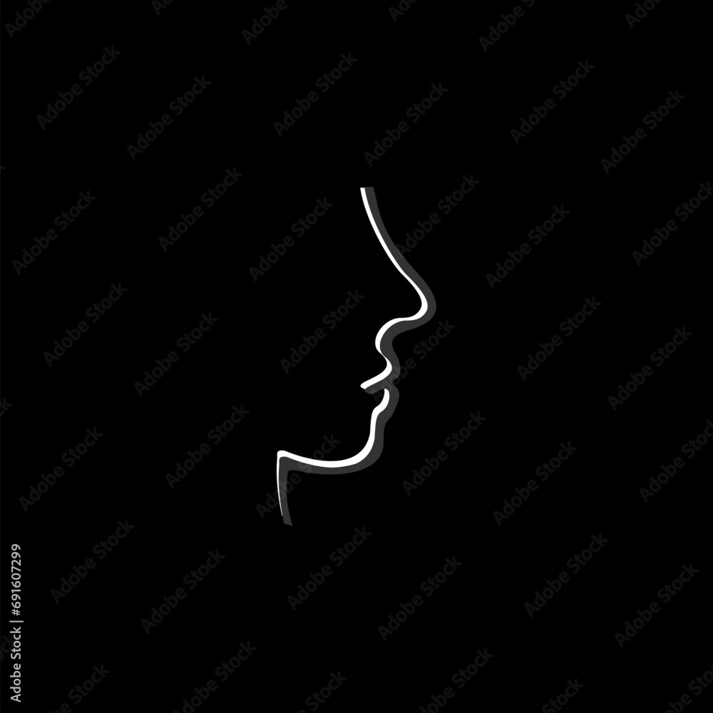 Man face icon. Male face illustration isolated on black background Man face icon. Male face illustration isolated on black background
