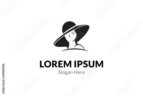 Ladies logo with hat in flat design
