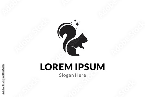 Squirrel logo with star decoration in flat design concept