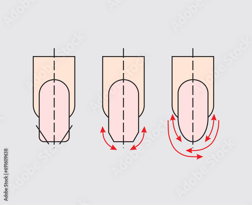 Nails instruction. Tutorial Fingers with nails. Arrows