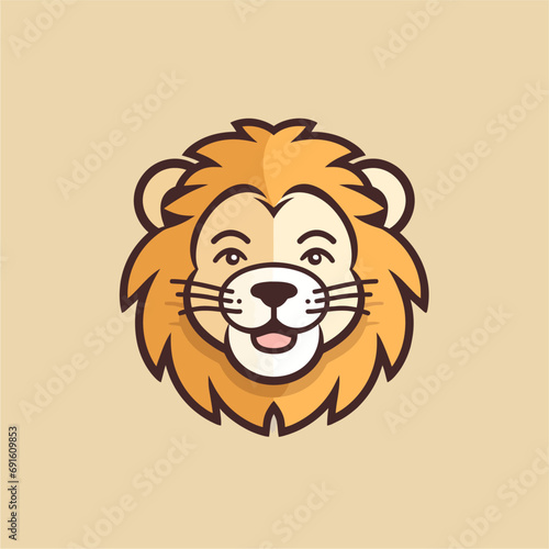 minimalist elegant digital icon design of a smiling lion