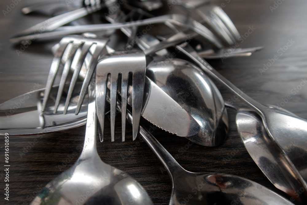 Set of cutlery on background, flat lay Set of cutlery on background, flat lay