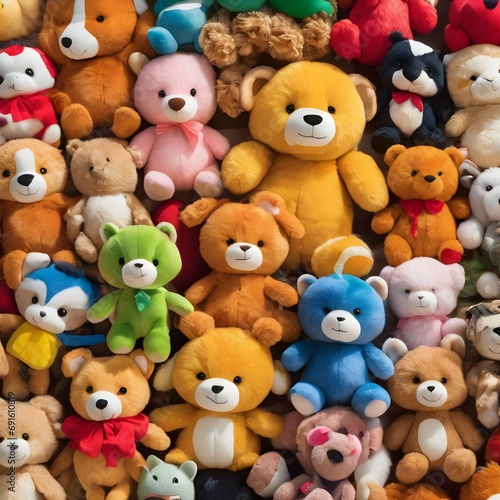 Plush toys An image featuring a collection of soft and cuddly plush toys, representing