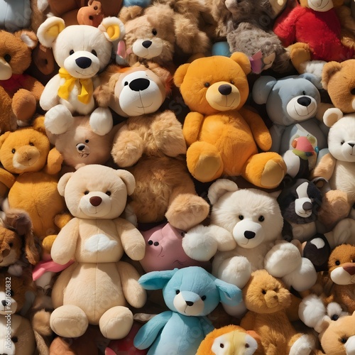 Plush toys An image featuring a collection of soft and cuddly plush toys, representing