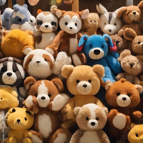 Plush toys An image featuring a collection of soft and cuddly plush toys, representing