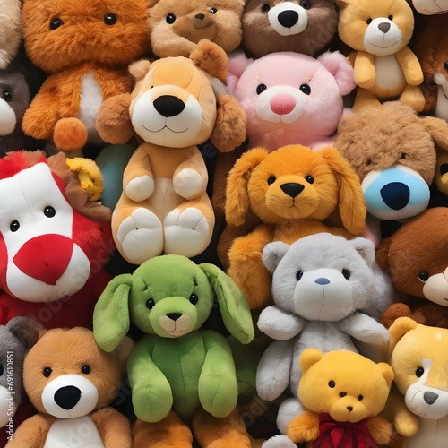 Plush toys An image featuring a collection of soft and cuddly plush toys, representing
