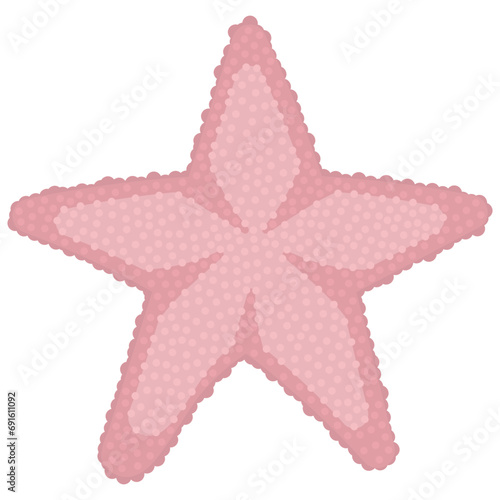Large pink starfish. Marine inhabitants. Starfish top view . Inhabitants of reefs and oceans. Isolated on white background.
