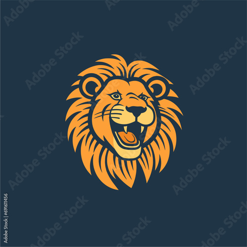 minimalist elegant digital icon design of a smiling lion © yuniazizah