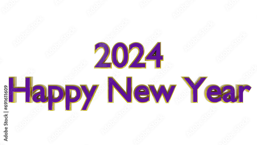 2024 New Year  Illustration 3d render