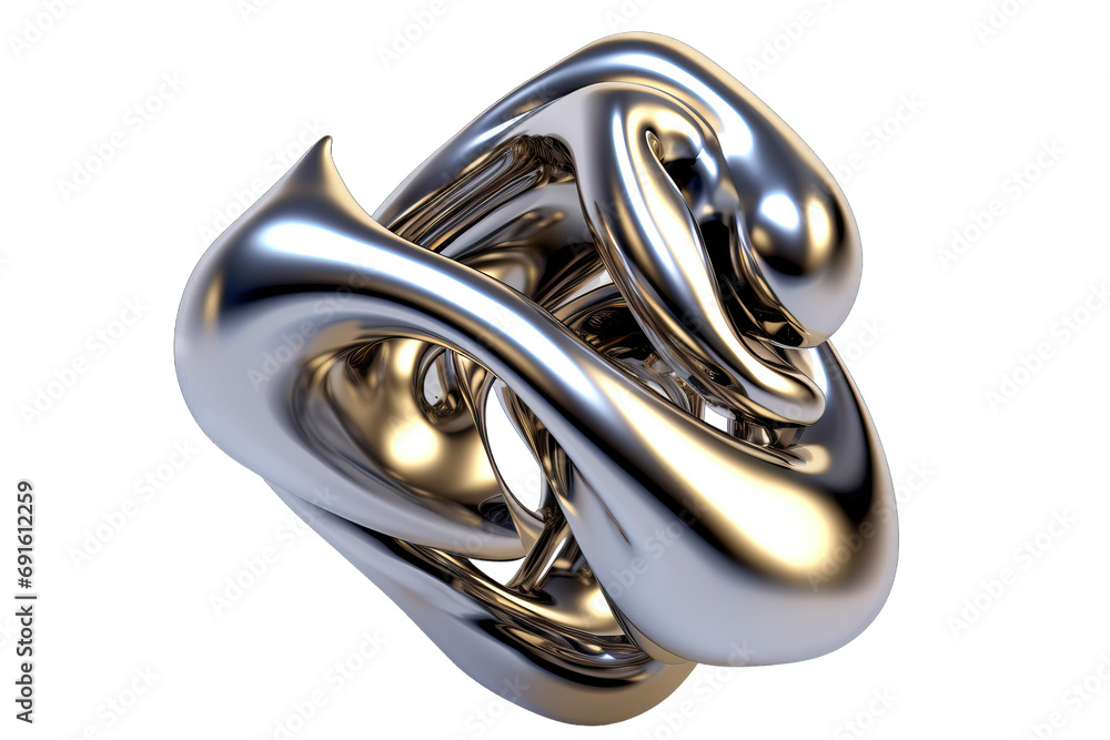 object silver steel isolated flow modern colours wallpaper gold graphic gradient illustration background fashion design art threedimensional Abstract metal shape 3d render