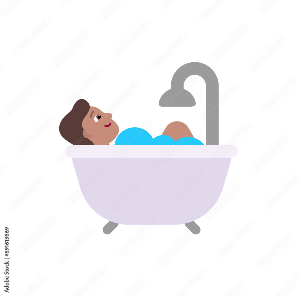 Person Taking Bath: Medium Skin Tone Person Taking Bath: Medium Skin Tone