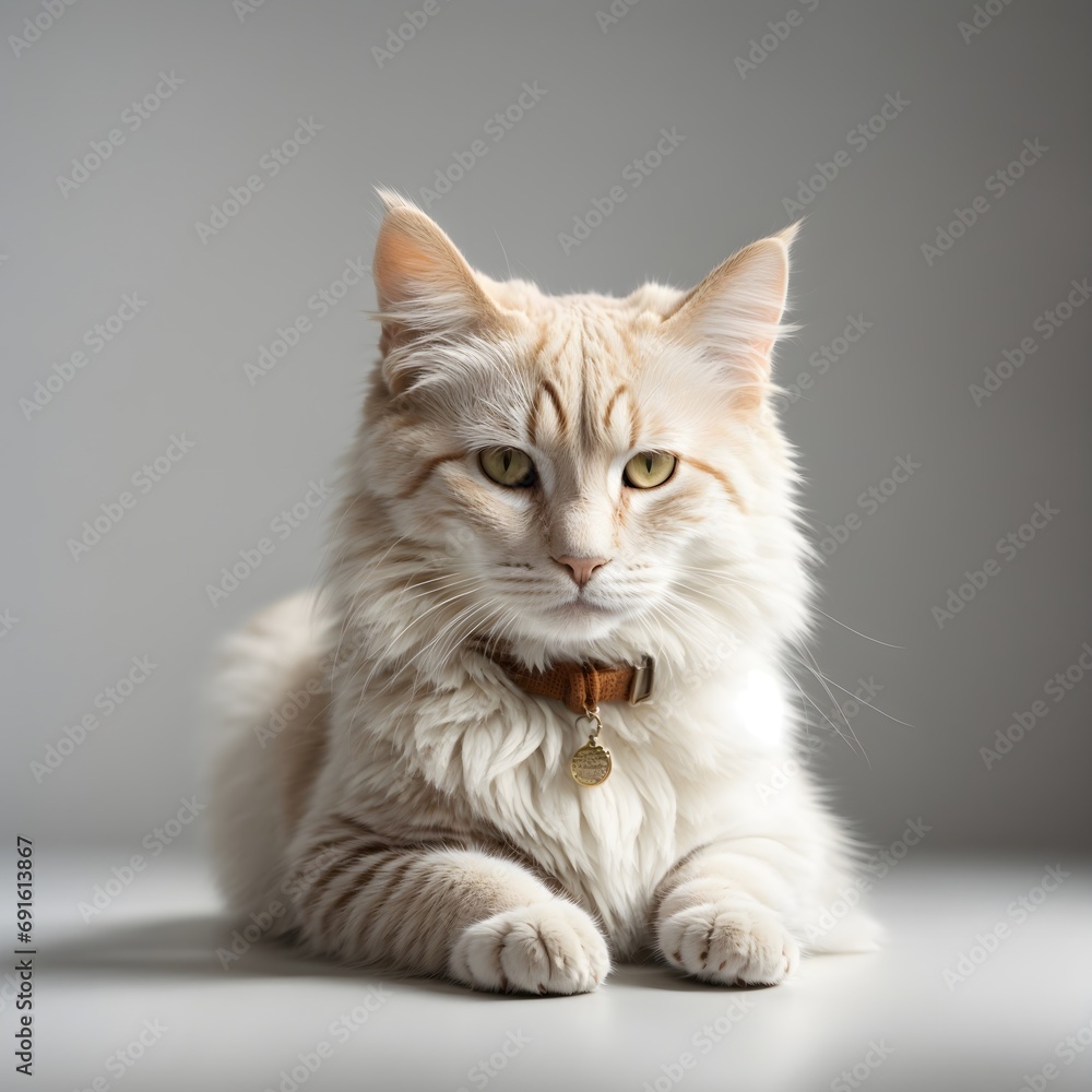 Singular Elegance: Cat in High Detail on White Background