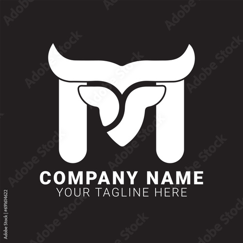M bull logo design, M logo design, M font logo design