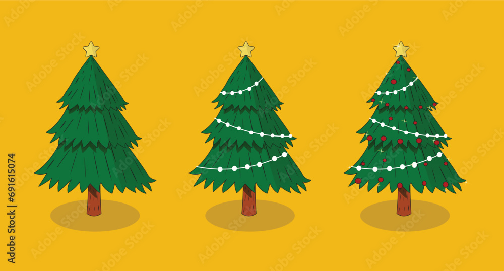 Vector Ilustration of xmas tree set, suitable for design poster, event banner xmas Vector Ilustration of xmas tree set, suitable for design poster, event banner xmas