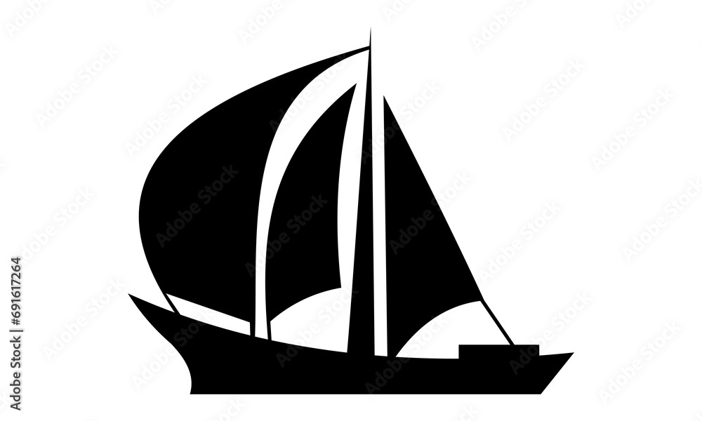 black ship, yacht silhouette logo template