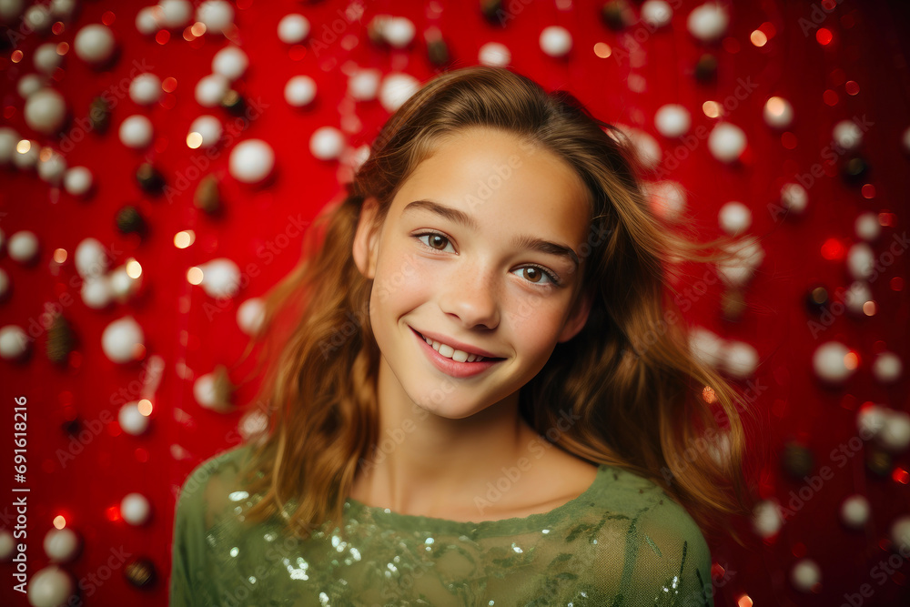 Smiling Beauty Surrounded by Modern Holiday Magic Smiling Beauty Surrounded by Modern Holiday Magic