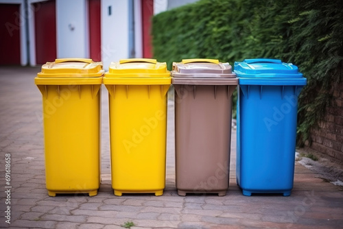 Multi-colored trash cans with garbage   © Evgeniya Fedorova