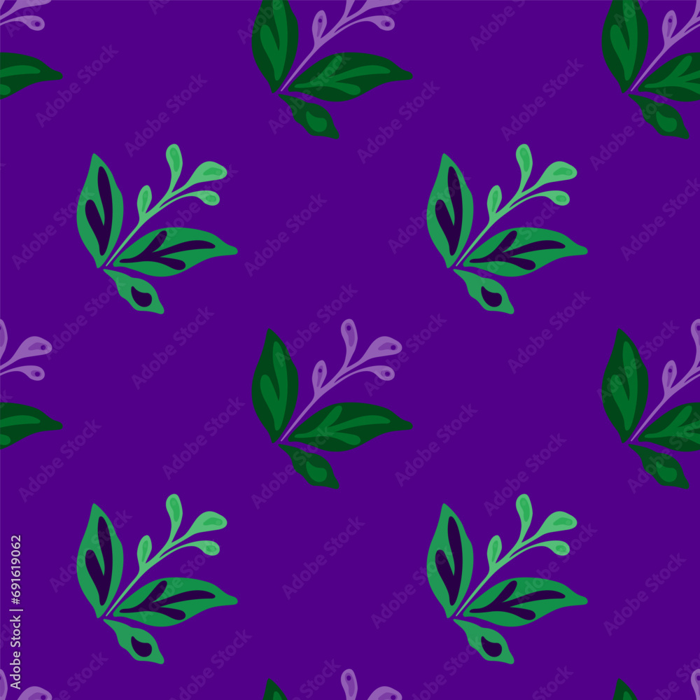 Fototapeta premium Elegant seamless pattern featuring hand-drawn leaves and florals.