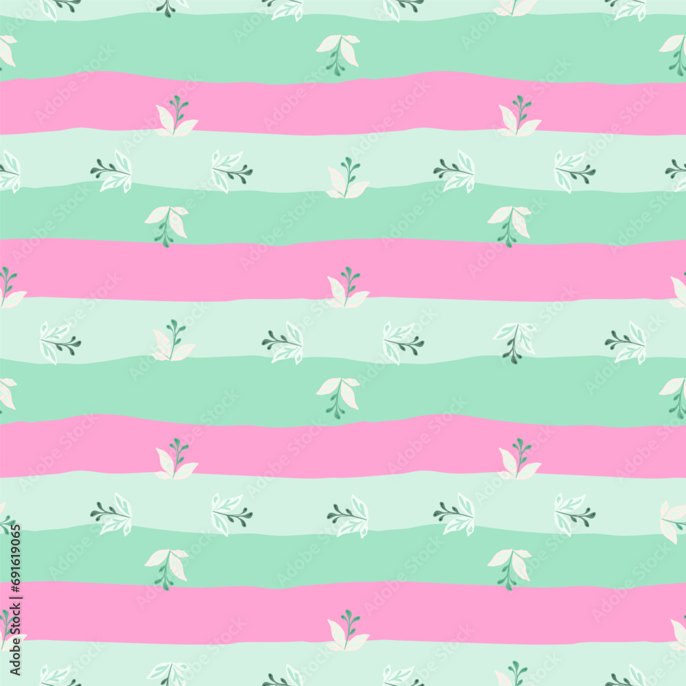 Elegant seamless pattern featuring hand-drawn leaves and florals. Elegant seamless pattern featuring hand-drawn leaves and florals.