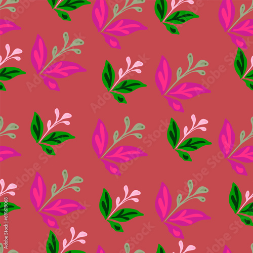 Elegant seamless pattern featuring hand-drawn leaves and florals.