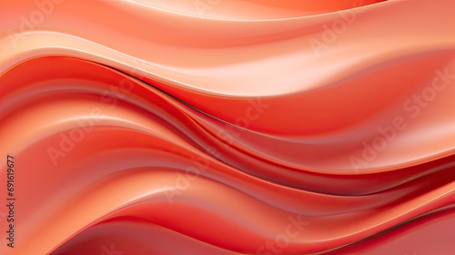 Elegant 3d wave background in peach color. Orange peach flowing backdrop