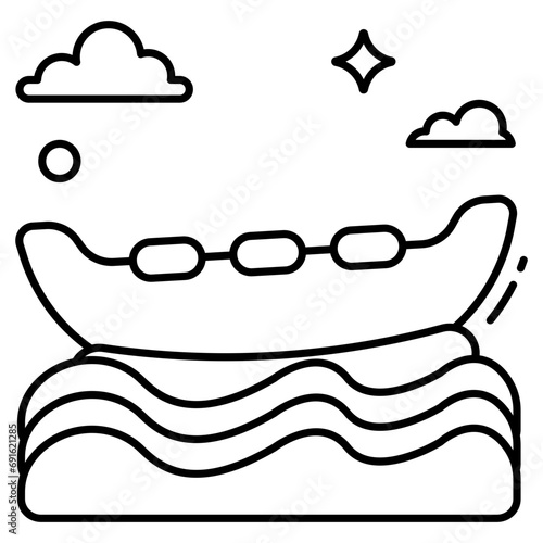 A flat design icon of rowing boat 