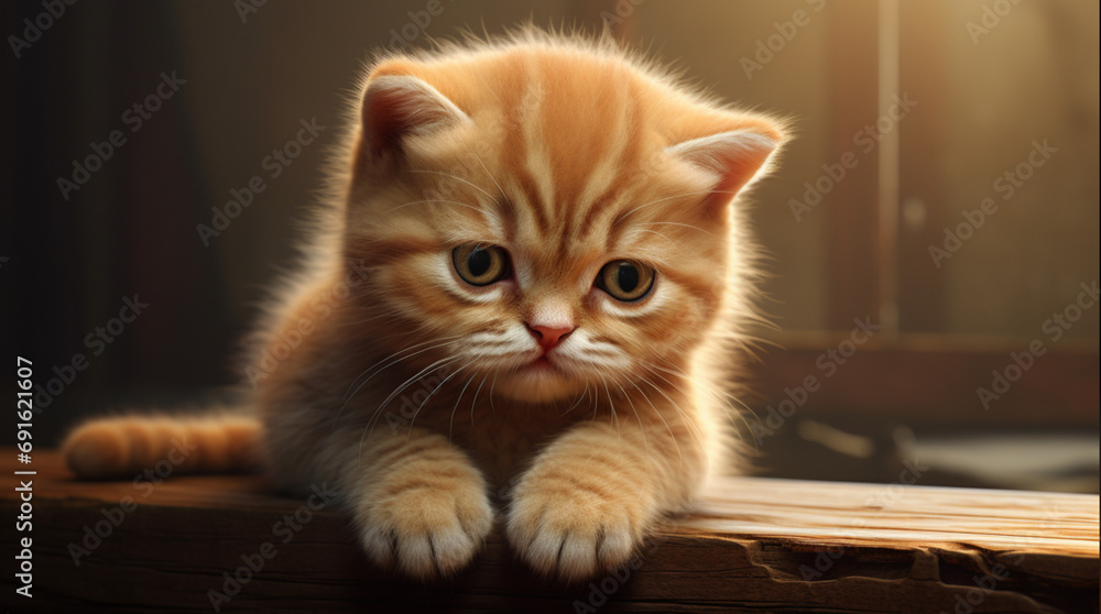 realistic image of sad cat 