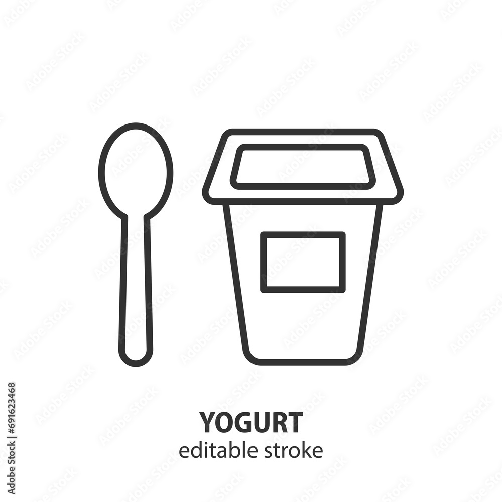 Yogurt line icon. Dairy product vector illustration. Editable stroke. Yogurt line icon. Dairy product vector illustration. Editable stroke.
