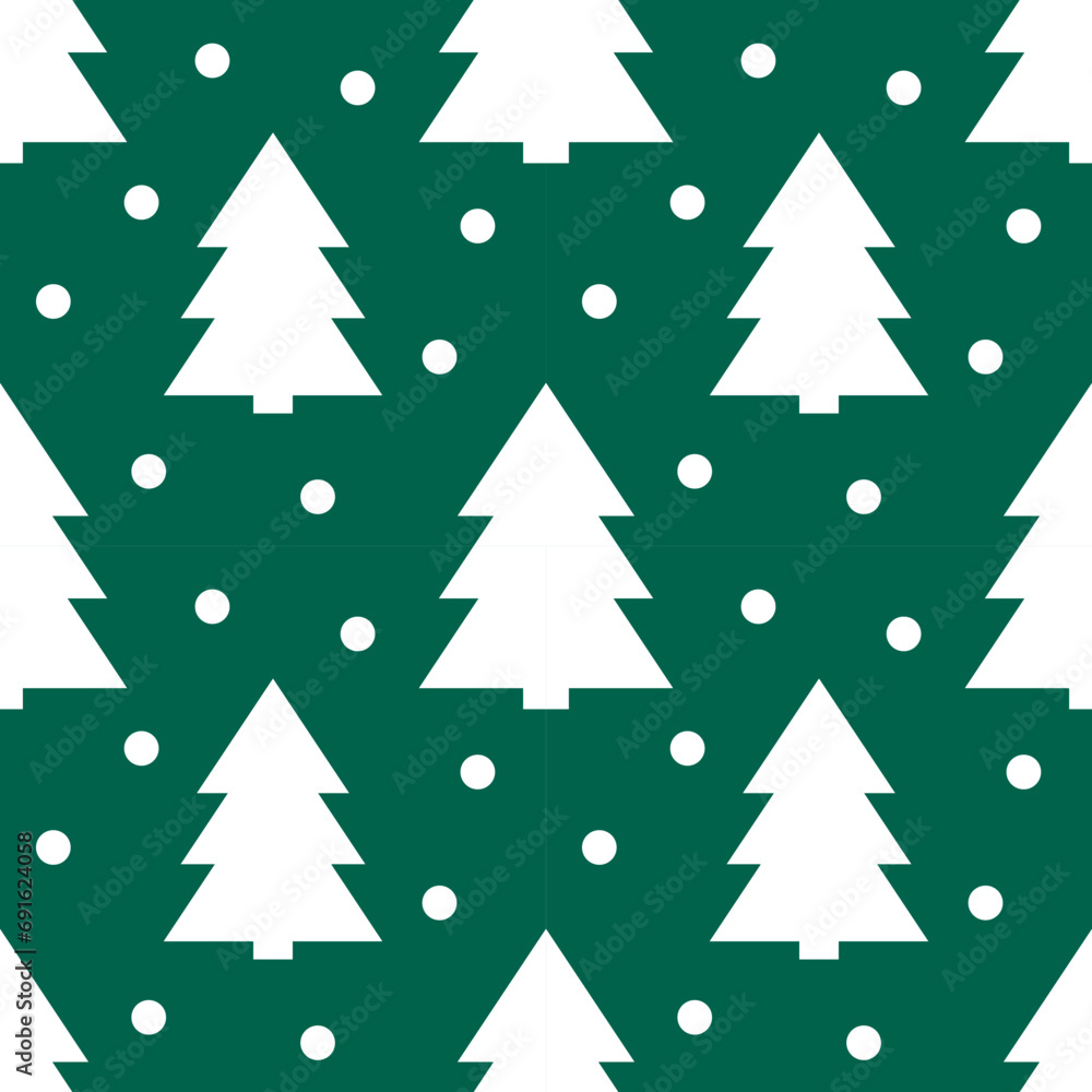 Obraz premium Christmas trees green winter seamless pattern. Vector illustration.