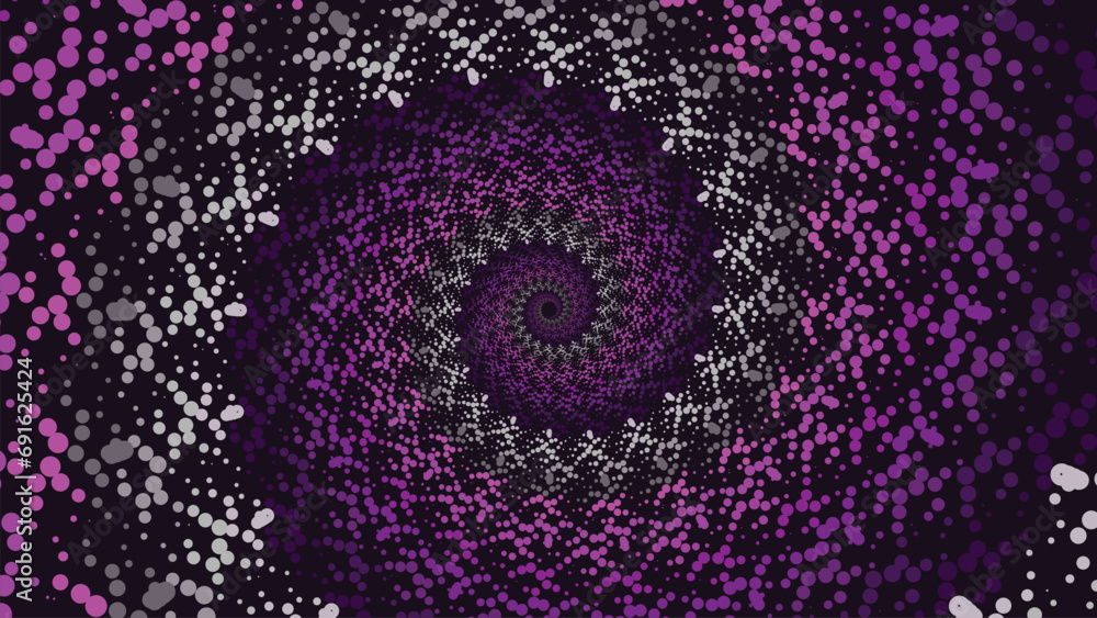 Abstract spiral round vortex dotted spinning line background in purple shade. This creative minimalist background can be used as a banner or wallpaper. Abstract spiral round vortex dotted spinning line background in purple shade. This creative minimalist background can be used as a banner or wallpaper.