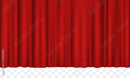 Red curtains. Vector illustration.