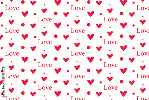 Pattern with hearts and the inscription love for Valentine s Day