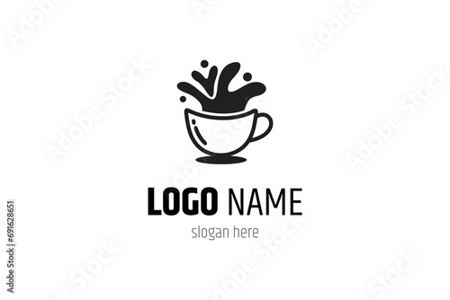 Coffee logo with splash effect flat vector design style