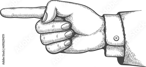 Human hand with pointing finger