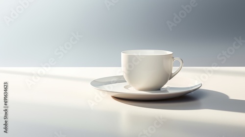  a white cup sitting on top of a saucer on top of a saucer on top of a white saucer on top of a white counter top of a table.