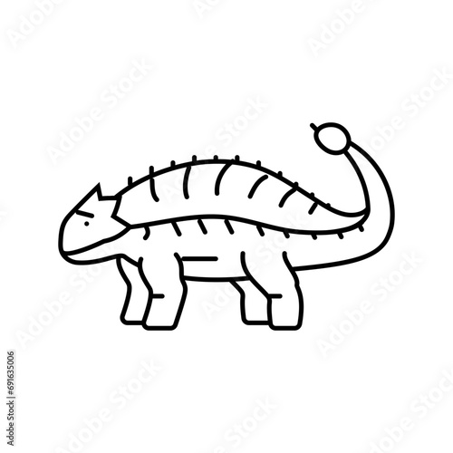 ankylosaurus dinosaur animal line icon vector. ankylosaurus dinosaur animal sign. isolated contour symbol black illustration