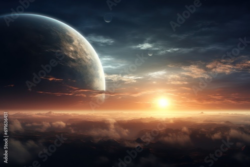 view from moon - sunrise of earth © Celina