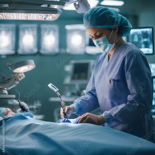 Surgical expertise A doctor in the operating room, performing a delicate surgery, showcasing their skill and dedication to improving the health of their patients