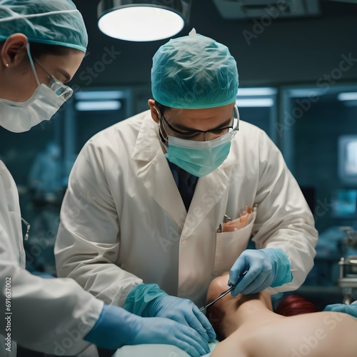 Surgical expertise A doctor in the operating room, performing a delicate surgery, showcasing their skill and dedication to improving the health of their patients
