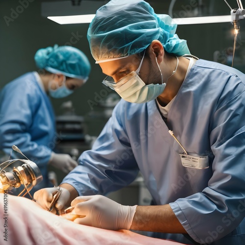 Surgical expertise A doctor in the operating room, performing a delicate surgery, showcasing their skill and dedication to improving the health of their patients