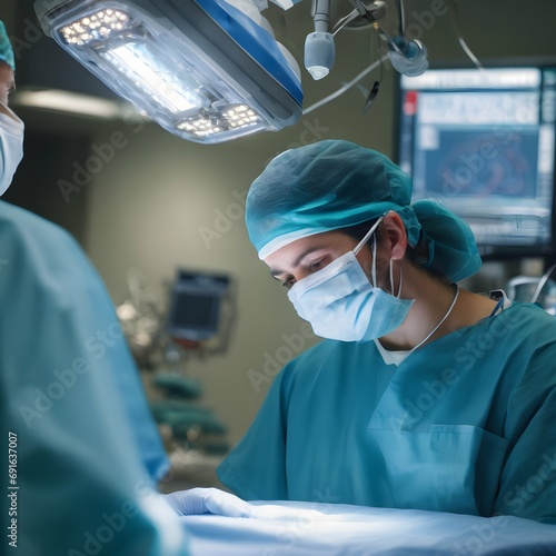 Surgical expertise A doctor in the operating room, performing a delicate surgery, showcasing their skill and dedication to improving the health of their patients