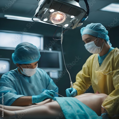 Surgical expertise A doctor in the operating room, performing a delicate surgery, showcasing their skill and dedication to improving the health of their patients