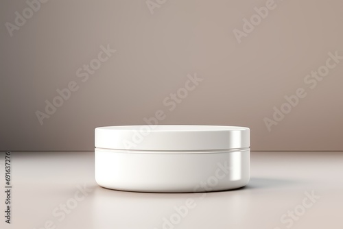 White blank unbranded cosmetic cream jar elegant mockup. Skin and body care product presentation. Beauty and spa concept