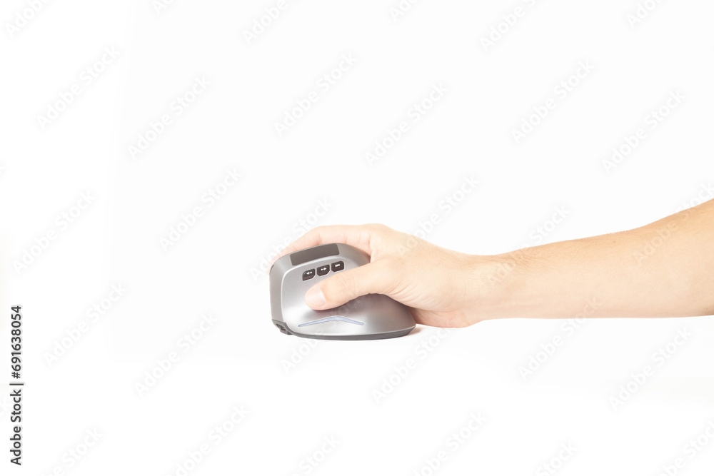 Isolated vertical mouse. Concept of body health. Office syndrome concept. Carpal Tunnel Syndrome Isolated vertical mouse. Concept of body health. Office syndrome concept. Carpal Tunnel Syndrome