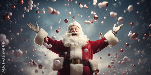Der Weihnachtsmann jubelt und feiert lautstark