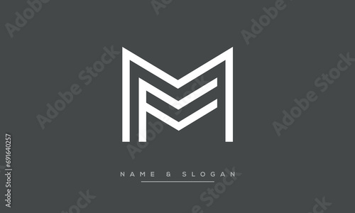 MF or FM Alphabet letters logo monogram