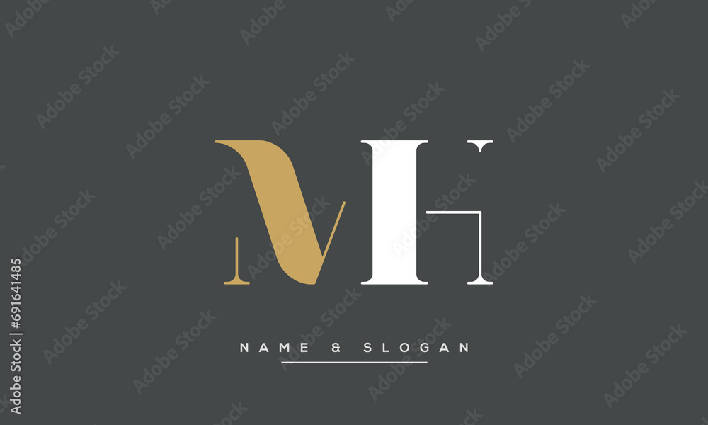 MH or HM Alphabet letters logo monogram MH or HM Alphabet letters logo monogram