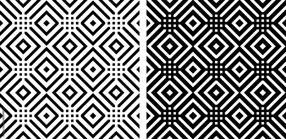Seamless Geometric Patterns Set. Black and White Textures. Seamless Geometric Patterns Set. Black and White Textures.