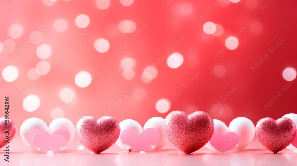 Pink hearts on a pink background. Background for layout. Valentine's Day